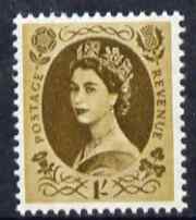 GB Great Britain 1960-67 Wilding 1s bistre-brown Crowns phos unmounted mint SG 617e