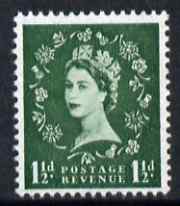 GB Great Britain 1958-65 Wilding Crowns 1.5d green unmounted mint SG 572