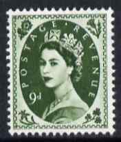 GB Great Britain 1958-65 Wilding Crowns 9d bronze-green unmounted mint SG 582