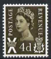 GB Great Britain Regionals - Scotland 1967-70 Wilding 4d olive-sepia no wmk unmounted mint SG S9