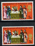 GB Great Britain 1970 Anniversaries 5d Declaration of Arbroath with superb downwards misplacement of Queen's Head by 6mm plus normal, both unmounted mint