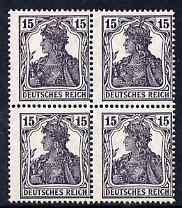 Germany 1914 British Intelligence Forgery of Germania 15pfg in block of 4 unmounted mint