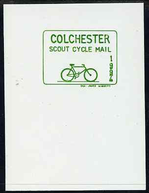 Cinderella - Great Britain 1994 Colchester Scouts Cycle Mail undenominated proof in green on thin card