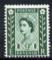 GB Great Britain Regionals - Northern Ireland 1958-67 Wilding 9d bronze-green wmk Crowns 2 phosphor bands unmounted mint SG NI4