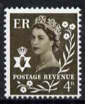 GB Great Britain Regionals - Northern Ireland 1968-69 Wilding 4d olive-sepia no wmk unmounted mint SG NI8