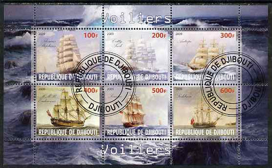 Djibouti 2009 Sailing Ships perf sheetlet containing 6 values fine cto used
