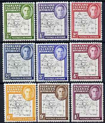 Falkland Islands Dependencies 1946-49 KG6 Thin Maps complete set of 9 mounted mint SG G9-16 