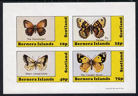 Bernera 1981 Butterflies (Gatekeeper, Clouded Yellow etc) imperf,set of 4 values (10p to 75p) unmounted mint