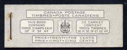 Canada 1951 KG6 25c Bilingual booklet complete very fine, SG SB48a 