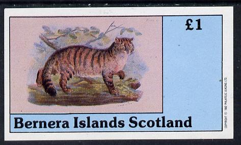 Bernera 1982 Wild Cats imperf souvenir sheet (£1 value) unmounted mint