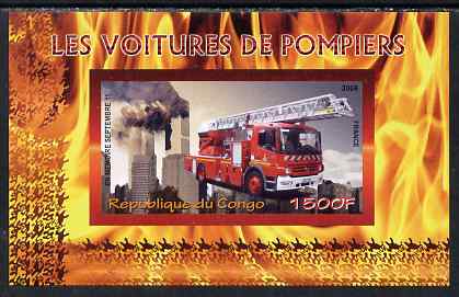 Congo 2009 Fire Engines from France imperf m/sheet unmounted mint