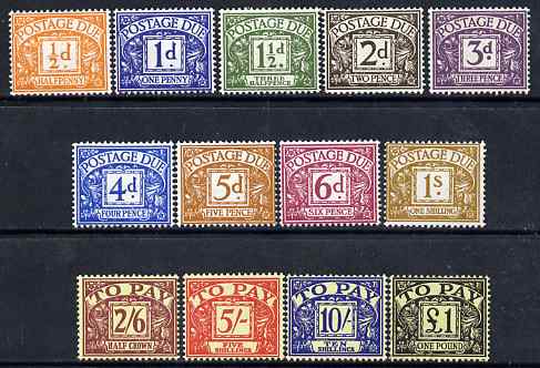 GB Great Britain 1959-63 Postage Due set of 13 complete 1/2d to £1 wmk St Edwards Crown mounted mint SG D56-68