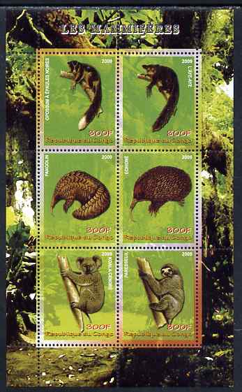 Congo 2009 Mammals perf sheetlet containing 6 values unmounted mint