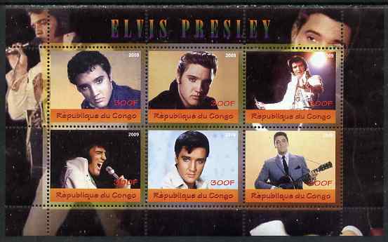 Congo 2009 Elvis Presley perf sheetlet containing 6 values unmounted mint