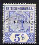 British Honduras 1899 QV 5c ultramarine opt'd REVENUE fine used SG 66