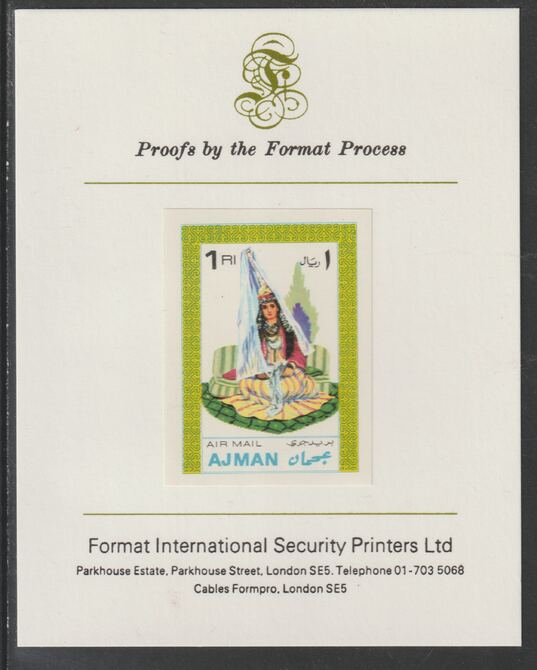 Ajman 1968 Costumes #5 imperf mounted on Format International proof card, as Mi 242B