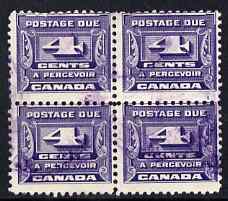 Canada 1933-34 Postage Due 4c block of 4 commercially used SG D16