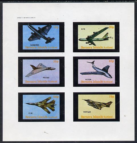 Bernera 1982 Aircraft #13 (Canberra, B-52, Vulcan, F-111 etc) imperf set of 6 values (15p to 75p) unmounted mint