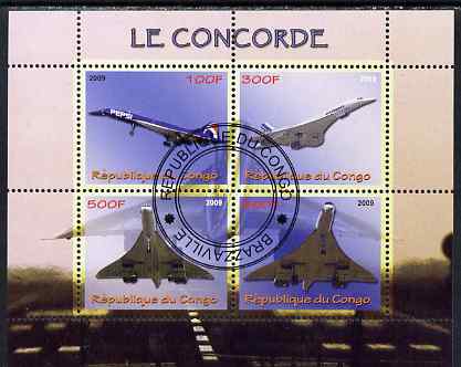 Congo 2009 Concorde perf sheetlet containing 4 values fine cto used