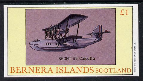 Bernera 1982 Seaplanes (Short S8) imperf souvenir sheet (£1 value) unmounted mint
