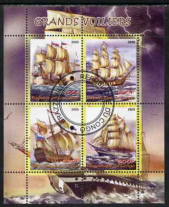 Congo 2009 Tall Ships perf sheetlet containing 4 values fine cto used