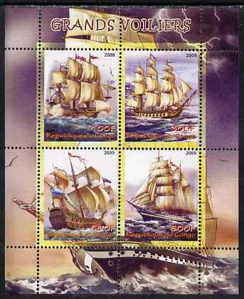 Congo 2009 Tall Ships perf sheetlet containing 4 values unmounted mint