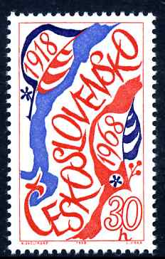 Czechoslovakia 1968 50th Anniversary of Republic (1st issue) 30h unmounted mint SG1713