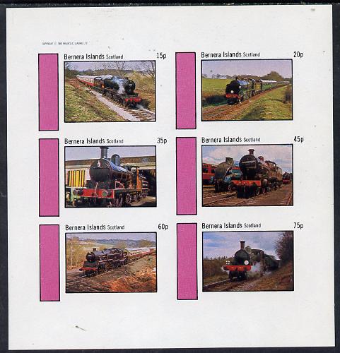 Bernera 1982 Steam Locos #04 imperf set of 6 values (15p to 75p) unmounted mint