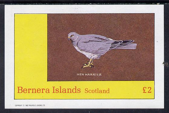 Bernera 1982 Birds #12 (Hen Harrier) imperf deluxe sheet (Â£2 value) unmounted mint