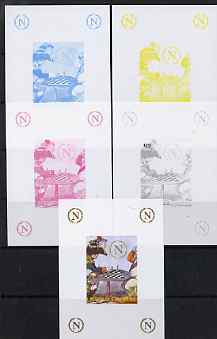 Chad 2009 Napoleon #1 Playing Chess with Cornwallis deluxe sheet, the set of 5 imperf progressive proofs comprising the 4 individual colours plus all 4-colour composite, unmounted mint. 