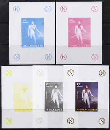 Chad 2009 Napoleon #7 Louis Bonaparte deluxe sheet, the set of 5 imperf progressive proofs comprising the 4 individual colours plus all 4-colour composite, unmounted mint. 