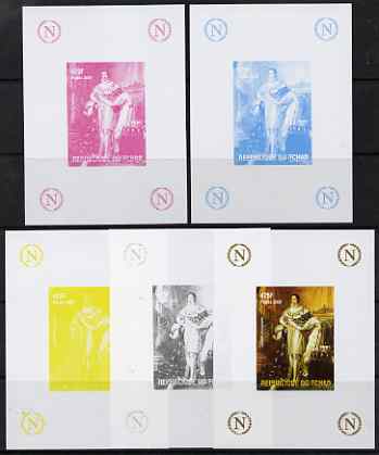 Chad 2009 Napoleon #9 Joseph Bonaparte - King of Spain deluxe sheet, the set of 5 imperf progressive proofs comprising the 4 individual colours plus all 4-colour composite, unmounted mint. 