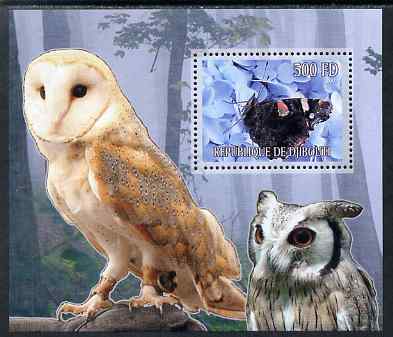 Djibouti 2007 Butterflies & Owls #3 perf s/sheet unmounted mint