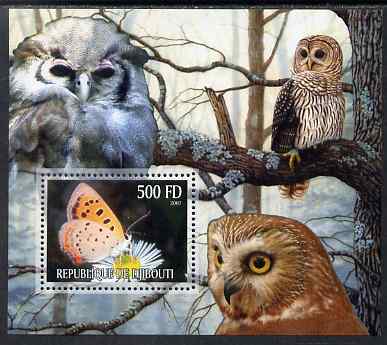 Djibouti 2007 Butterflies & Owls #4 perf s/sheet unmounted mint