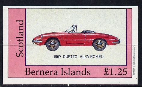 Bernera 1982 Sports Cars (1967 Alfa Romeo) imperf souvenir sheet (£1.25 value) unmounted mint