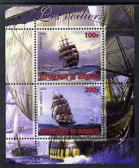 Djibouti 2009 Tall Ships #1 perf sheetlet containing 2 values (Young America & Leander) unmounted mint