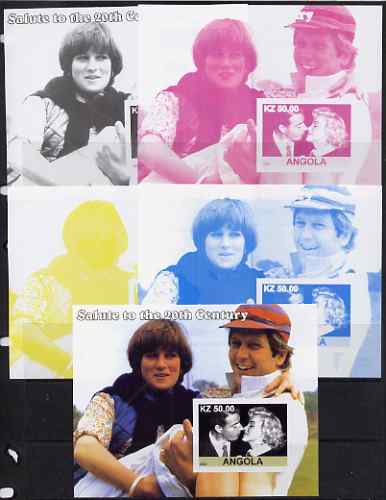 Angola 2002 Salute to the 20th Century #14 s/sheet - Princess Diana - the set of 5 imperf progressive proofs comprising the 4 individual colours plus all 4-colour composite, unmounted mint 