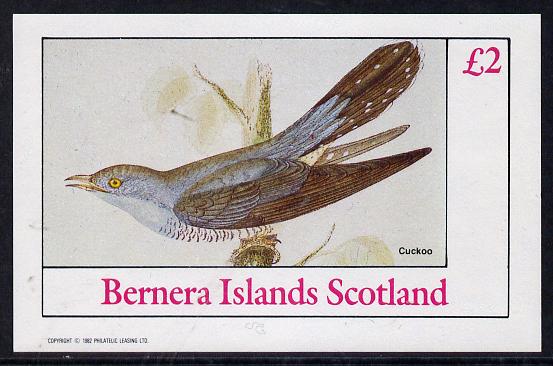 Bernera 1982 Birds #13 (Cuckoo) imperf deluxe sheet (Â£2 value) unmounted mint