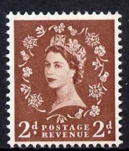 GB Great Britain 1957 Wilding 2d graphite unmounted mint SG564
