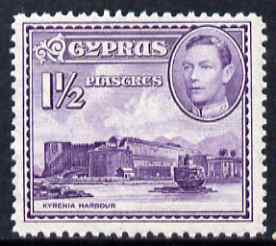 Cyprus 1938-51 KG6 Kyrenia Harbour 1.5pi violet unmounted mint, SG 155a