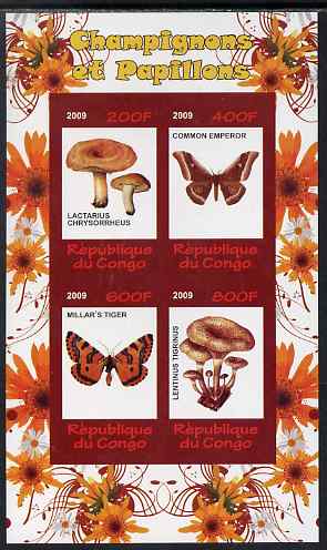 Congo 2009 Fungi & Butterflies #1 imperf sheetlet containing 4 values unmounted mint