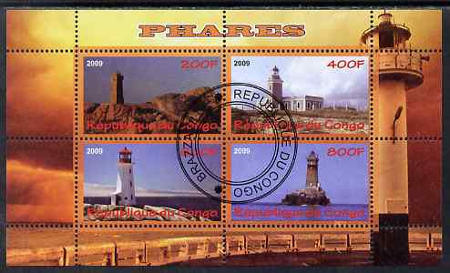 Congo 2009 Lighthouses perf sheetlet containing 4 values cto used 