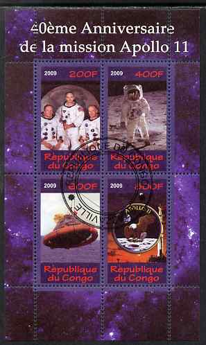 Congo 2009 40th Anniversary of Apollo 11 perf sheetlet containing 4 values cto used 