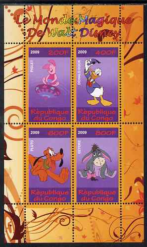 Congo 2009 The Magical World of Walt Disney #1 perf sheetlet containing 4 values unmounted mint
