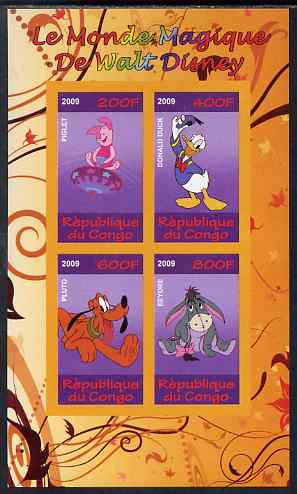 Congo 2009 The Magical World of Walt Disney #1 imperf sheetlet containing 4 values unmounted mint