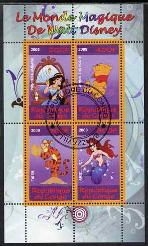 Congo 2009 The Magical World of Walt Disney #2 perf sheetlet containing 4 values cto used 