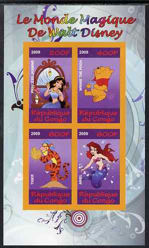 Congo 2009 The Magical World of Walt Disney #2 imperf sheetlet containing 4 values unmounted mint