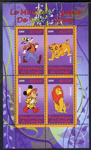 Congo 2009 The Magical World of Walt Disney #4 perf sheetlet containing 4 values unmounted mint