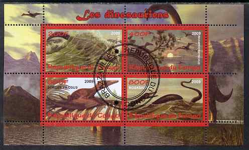Congo 2009 Dinosaurs #2 perf sheetlet containing 4 values cto used 