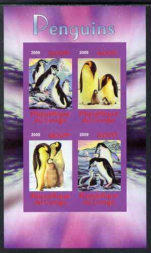 Congo 2009 Penguins imperf sheetlet containing 4 values unmounted mint
